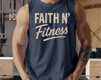 Faith N' Fitness, Christian Men's Workout Tank Top: 100% Cotton XS-3XL
