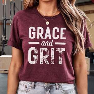 Grace and Grit Shirt, Fitness Shirt For Men and Women, Christian Womens Shirt, Gym Tee, Workout Shirt, Christian Gift, Jesus, Pump Cover