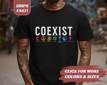 COEXIST shirt, Human Rights tshirt, Peace shirt, Diversity tee, DEI gift, Religious shirt, Inclusivity tee, Equality gift, Be Kind shirt