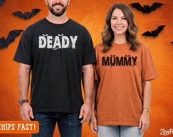 Matching Mummy and Deady Halloween Comfort Colors Shirts