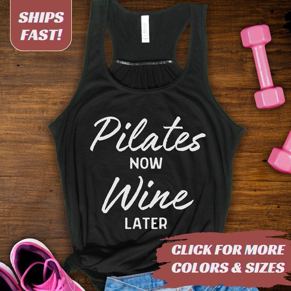 Pilates Now Wine Later Tank Top, Pilates Lover, Womens Racerback Tank Top, Pilates Instructor Tank, Wine Tank Top, Workout Tank, Fitness Mom