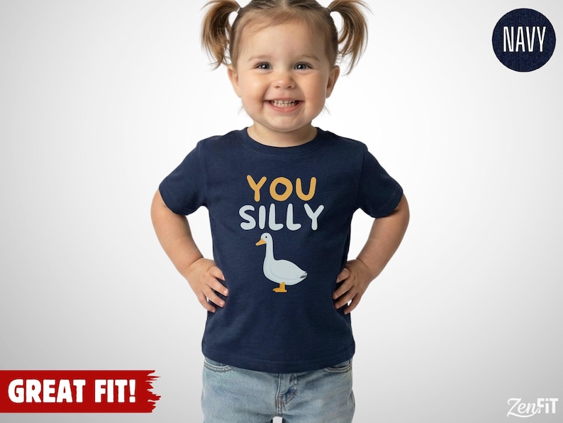 Silly Goose Toddler T-Shirt, Funny Kids Tee, Son/Daughter Gift: 100% Cotton 2T-5T Navy