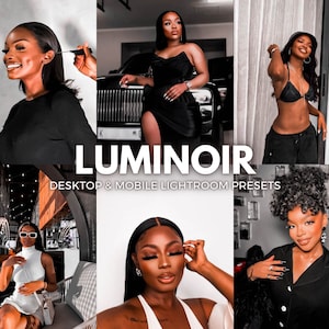 6 Luminoir Lightroom Mobile & Desktop Presets|Dark skin|Blogger Aesthetic presets Instagram Influencer |Luxury Black|melanin presets|Photo