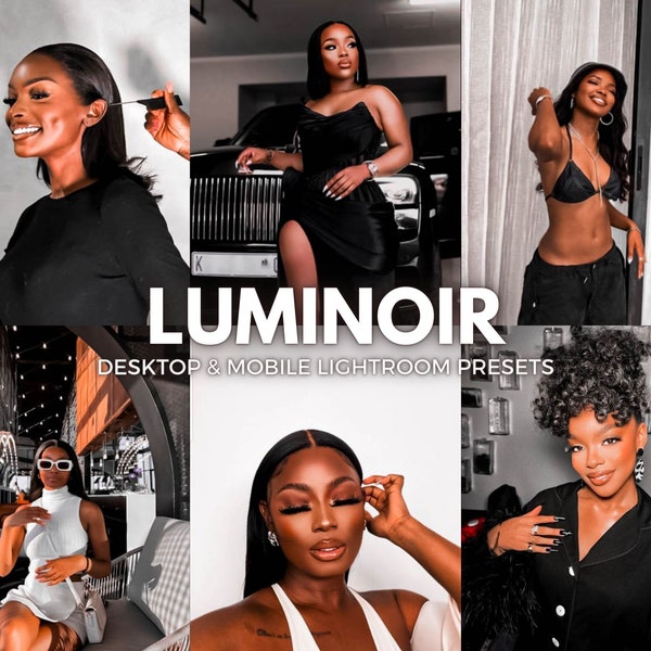 6 Luminoir Lightroom Mobile & Desktop Presets|Dark skin|Blogger Aesthetic presets Instagram Influencer |Luxury Black|melanin presets|Photo