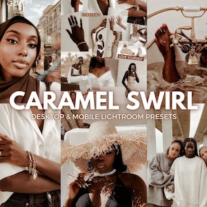 7 CARAMEL SWIRL Melanin Lightroom Mobile Presets|Dark skin|Lifestyle Photo Filter|Instagram Influencer Blogger Aesthetic|Clean