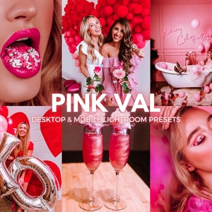 5 Pink Val Lightroom Mobile & Desktop Presets Valentine Pink Love |Influencer Instagram Blogger Estetyczne presety|jasne|preset melaniny|