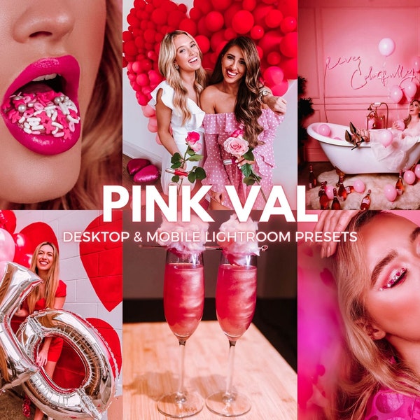 5 Pink Val Lightroom Mobile & Desktop Presets Valentine Pink Love |Instagram Influencer Blogger Aesthetic presets|bright|melanin preset|