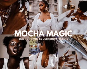5 BESTSELLER Mokka Magic Lightroom Mobile & Desktop Presets|Dunkle Haut|Lifestyle Fotofilter|Instagram Influencer Blogger Aesthetic|Selfie