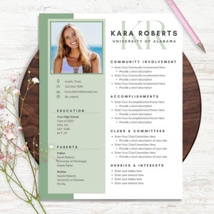 Sorority Resume Template with Photo, Sorority Cover Letter, Resume College Sorority, Sorority Resume Template Canva, Rush Resume Template image 2