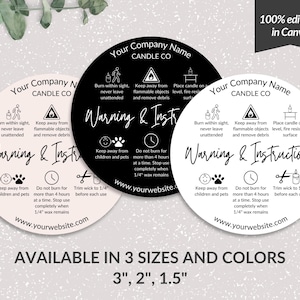 Editable Candle Warning Label Template, Candle Warning Template Canva, Warning Sticker for Candle Template, DIY Candle Label Template Design