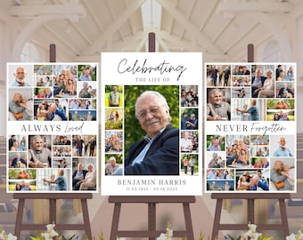 Funeral Sign, Funeral Poster, Funeral Collage, Celebration of Life Poster, Canva Template, Memorial Collage, Celebration of Life Decorations