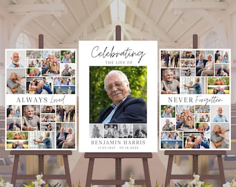 Funeral Sign, Funeral Poster, Funeral Collage, Celebration of Life Poster, Canva Template, Memorial Collage, Celebration of Life Decorations