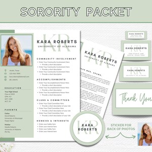 Sorority Packet, Sorority Resume Template with Photo, Recruitment Resume, Sorority Package Canva, Rush Resume Template, Sorority Letters