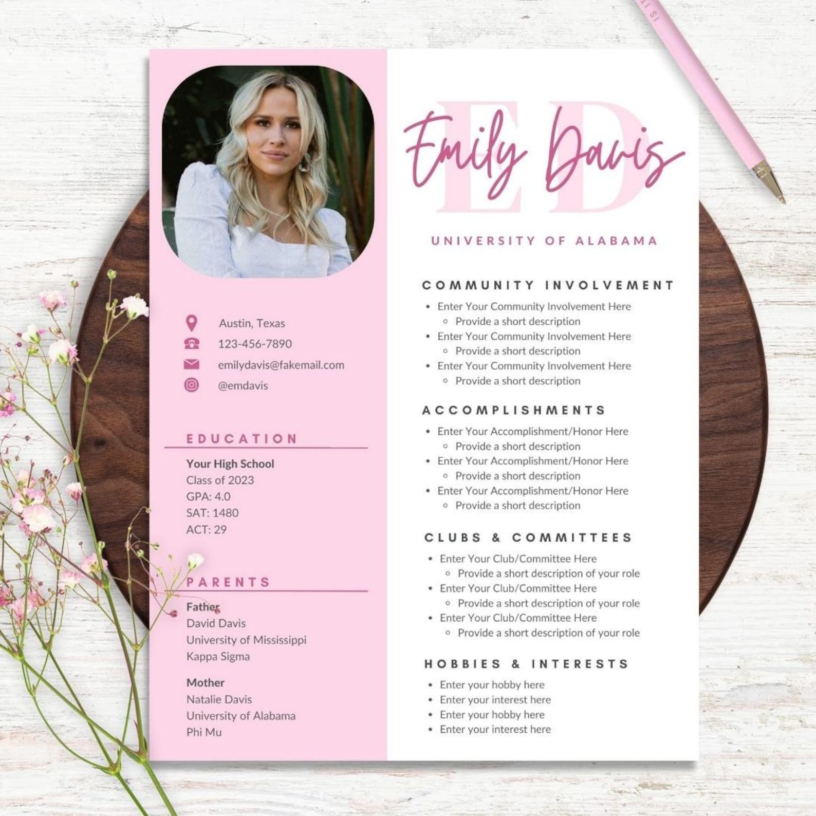 Sorority Resume Template With Photo - Il 1588xN.5177297811 3ylm 
