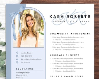 Sorority Resume Template mit Foto, Sorority Anschreiben, Lebenslauf College Sorority, Sorority Resume Template Canva, Rush Resume Template