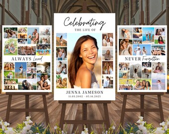 Funeral Sign, Funeral Poster, Funeral Collage, Celebration of Life Poster, Canva Template, Memorial Collage, Celebration of Life Decorations