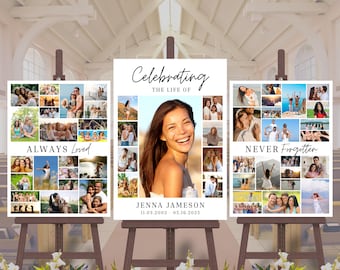 Funeral Sign, Funeral Poster, Funeral Collage, Celebration of Life Poster, Canva Template, Memorial Collage, Celebration of Life Decorations