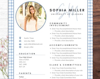 Sorority Resume Template with Photo, Sorority Cover Letter, Resume College Sorority, Sorority Resume Template Canva, Rush Resume Template