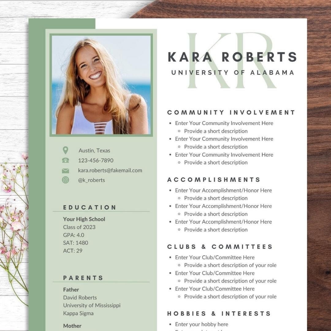 Sorority Resume Template With Photo - Il Fullxfull.5129126198 Gr04