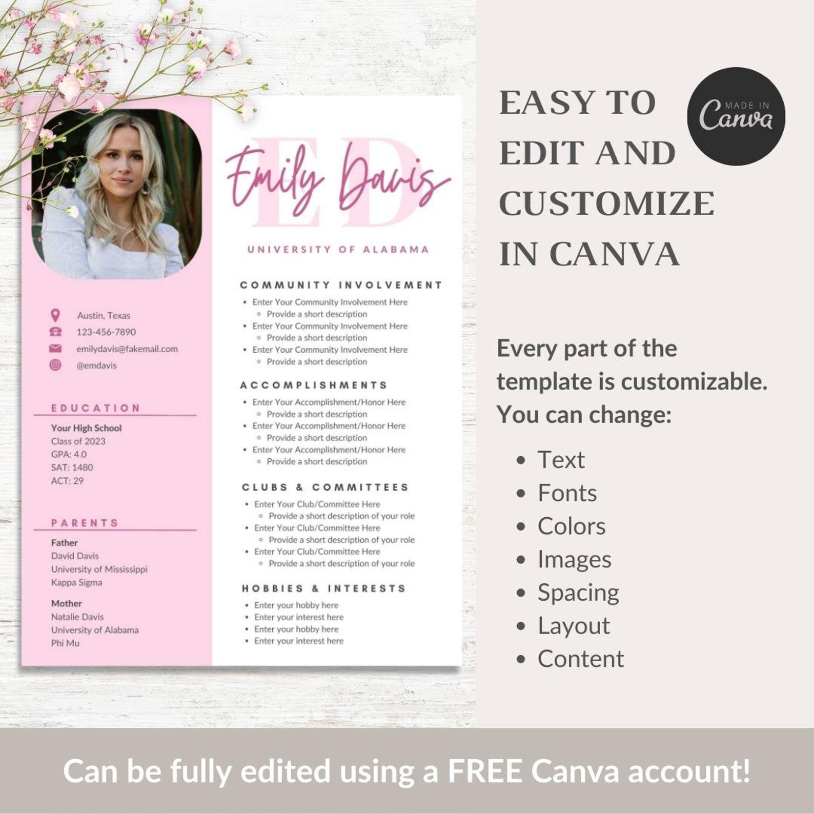 Sorority Resume Template With Photo - Il 1588xN.5129072030 Hv9g 