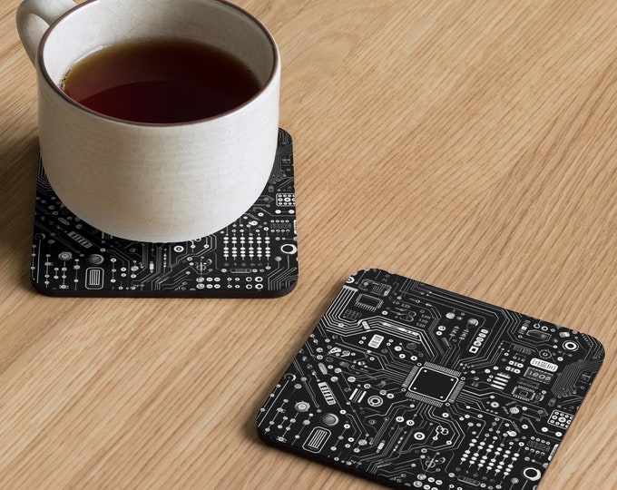 Circuit Board Coaster: Cork-backed Tech Gift