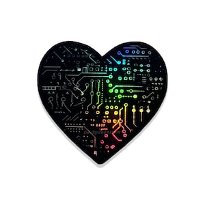 Circuit Heart Sticker - circuit board - engineer - hardware - coding - software developer - computer science - STEM - tech - PCB - laptop