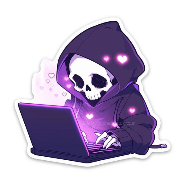 Skeleton developer sticker - programmer - engineer - coder - software developer - computer science - STEM - tech - cute laptop sticker