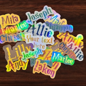 Wizard Themed Name Stickers | HP Water Bottle Stickers | Laptop Sticker | Personalized Sticker  | Holographic Sticker