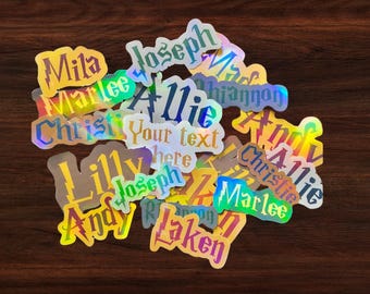 Wizard Themed Name Stickers | HP Water Bottle Stickers | Laptop Sticker | Personalized Sticker  | Holographic Sticker