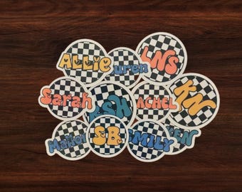 Monogram Stickers l Personalized Name Stickers l Personalized Gifts l Custom Stickers | Name Labels | Checkered Stickers | Laptop Stickers |