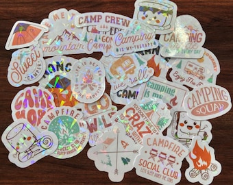 Camping Stickers Series 2 | Summer Stickers | Camp Gift | Water Bottle Stickers | BuildYourOwnSticker Pack | Summer Camp | Camping Stickers