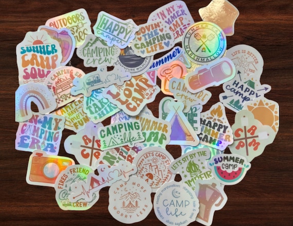 Camping Stickers | Summer Stickers | Camp Gift | Water Bottle Stickers | Build Your Own Sticker Pack | Summer Camp | Camp Stickers | Summer