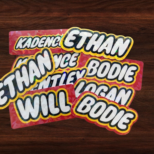 Building Block Name Stickers | Water Bottle Stickers | Laptop Stickers | Personalized Stickers | Holographic Stickers