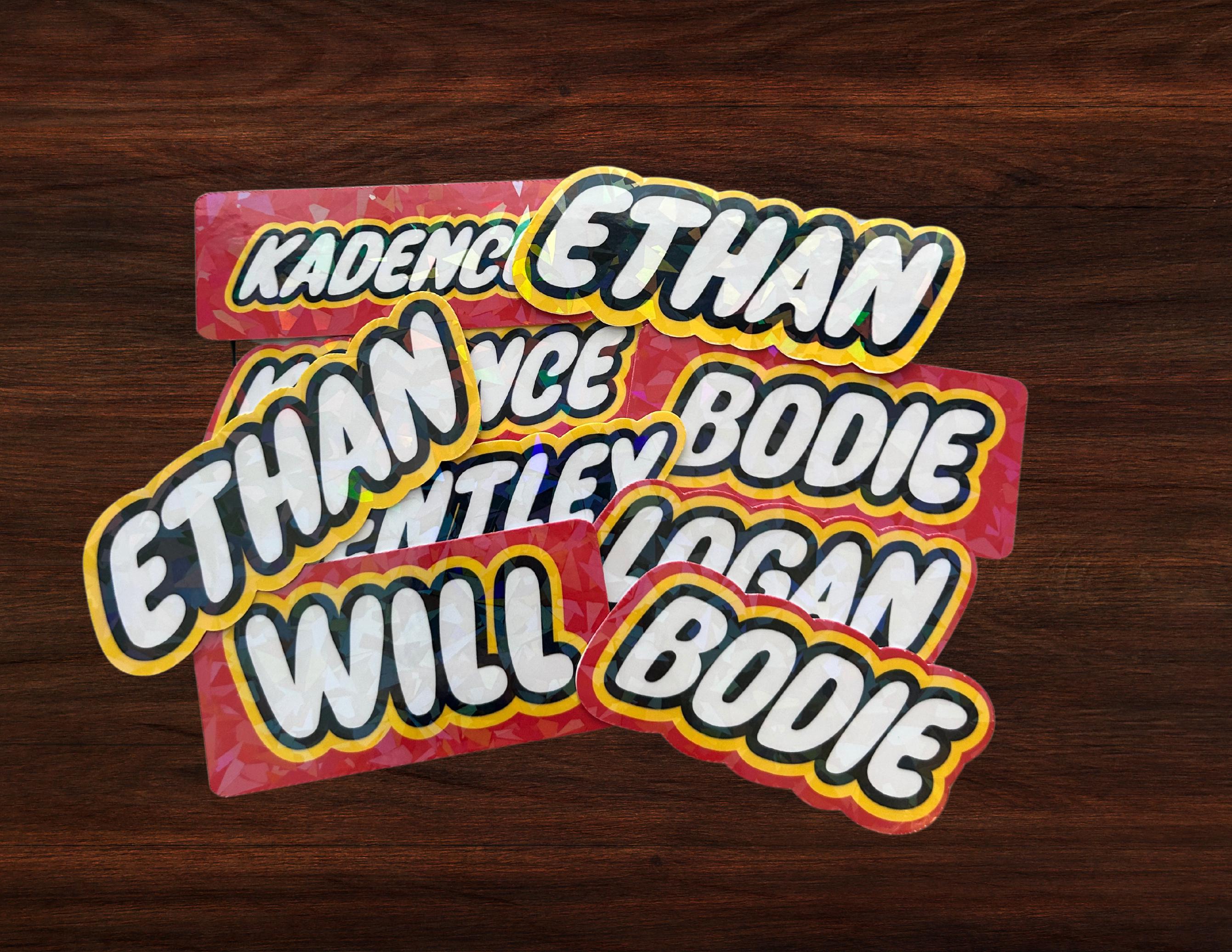 Building Block Name Stickers | Water Bottle Stickers | Laptop Stickers | Personalized Stickers | Holographic Stickers