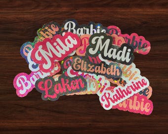 Bar B Fun Holographic Personalized Stickers | Laptop Stickers | Notebook Stickers  | Water Resistant | Water Bottle Stickers | Custom Gift