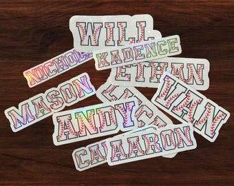 Baseball Name Sticker | Personalized Name Sticker | Water Bottle Sticker | Personalized Gift |  Baseball Gift | Customizable