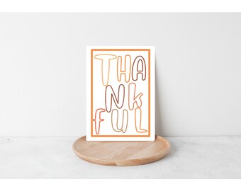 Thankful flat card, thanksgiving tag, printable digital download