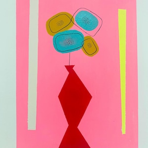 Modern flowers painting on paper | Original artwork