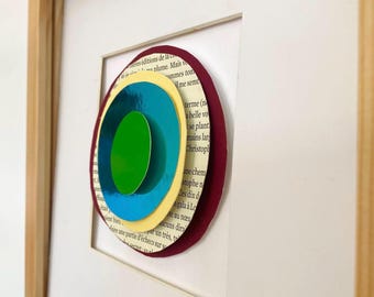 Small Geometric Wall Art, 3D Paper Collage, Modern Abstract Home Decor
