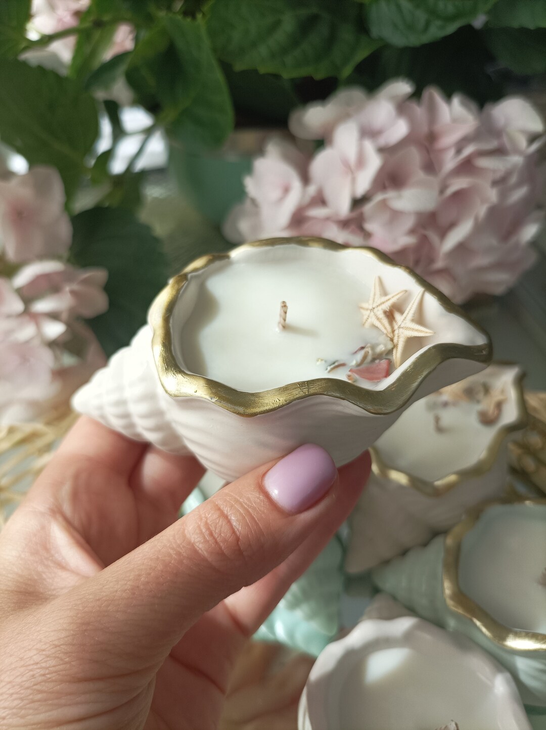 Shell Design, Soy Candle, Nautical Style, Summer Detail / Shell Candle ...
