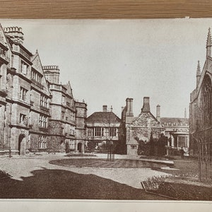 Genuine Victorian print of Brasenose College, Oxford