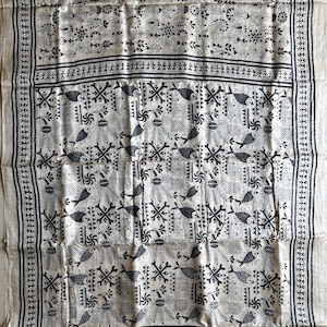 Hand Embroidered Kantha Stitch Saree with Blouse piece | Pure Gachi Tassar Silk Saree | Kantha Hand Work /party wear saree