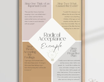 Radical Acceptance, How to Practice Radical Acceptance | Example | Self Care | Wellbeing Poster | Mental Health Poster | DBT Poster