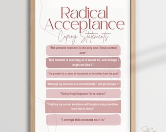Radical Acceptance Coping Statements | DBT | Poster | Worksheet | Self Help Resource | Therapy Resource | Therapy Wall Art