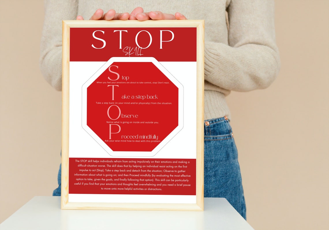 Stop Rop Bpd DBT STOP Skill Distress Tolerance DBT Dialectical Behaviour Therapy ...