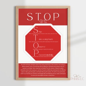 DBT STOP Skill | Distress Tolerance | DBT | Dialectical Behaviour Therapy | Borderline Personality Disorder | Mental Health Poster