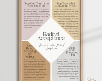 Radical Acceptance, How to Practice Radical Acceptance | Self Care | Wellbeing Poster | Mental Health Poster | DBT Poster | Therapy Room