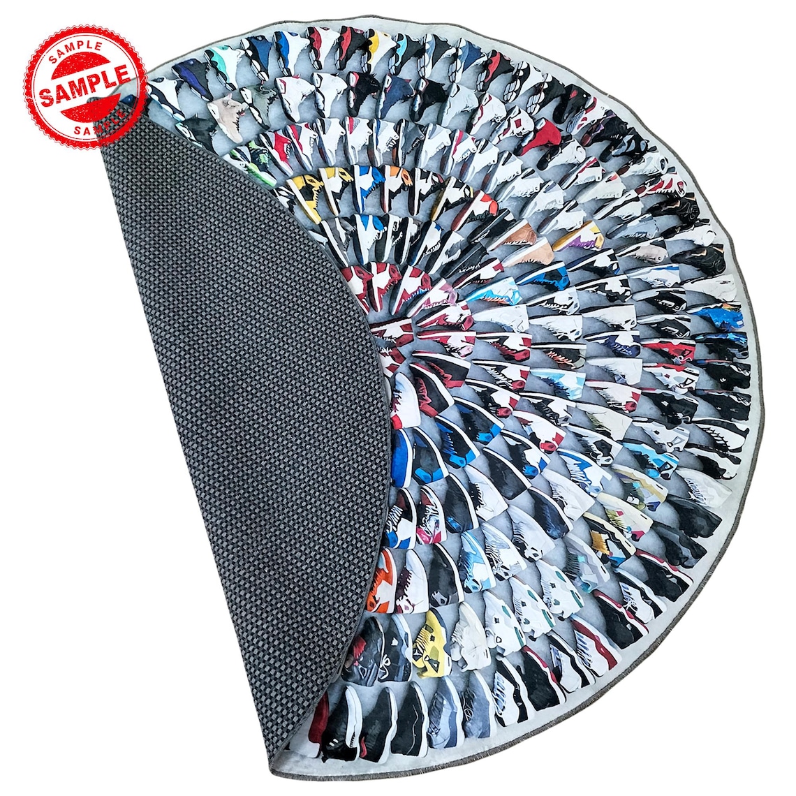 Sneakers Shoes Rug, Sneakers Round Rug, Circle Shoes Rug, Custom Rug ...