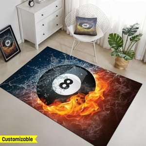 Billiard Ball Rug, 8-ball Rug, Pool Table Rug, Game Room Rug, Billiard Room Mat, Pool Hall Decor, Sports Room Rug, Billiards Themed Carpet