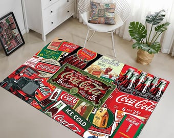 Coca Cola Rug: Retro Coke Can Design, Vintage Style - Etsy